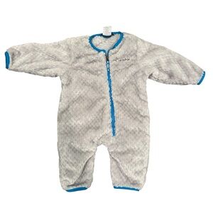 Columbia Infant Fleece Bunting One Piece Zip Up Winter Gray Blue Soft O-3 Month